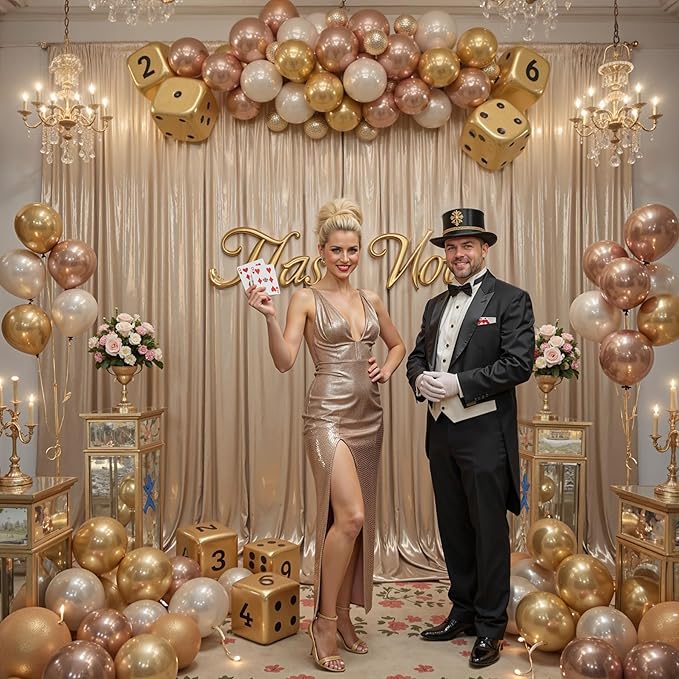 10ft x 10ft Champagne Sequin Backdrop Curtains for Party Wedding Shimmer Curtain Backdrop Prom Sparkly Glitter Fabric Photo Backdrop Drapes for Birthday Party Photography Baby Shower 5x10FT, 2 Panels