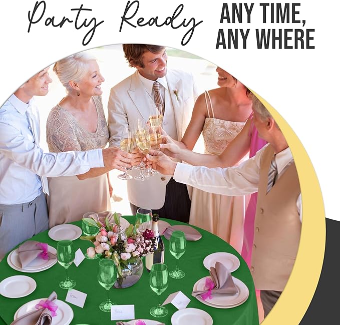 Exquisite 66% Thicker Premium Emerald Green Round Tablecloth 0.5 Mil 6 Pack Plastic Table Cloth Disposable 84 Inch Round Plastic Tablecloth Won't Tear Easily Like Cheap Thin Brands