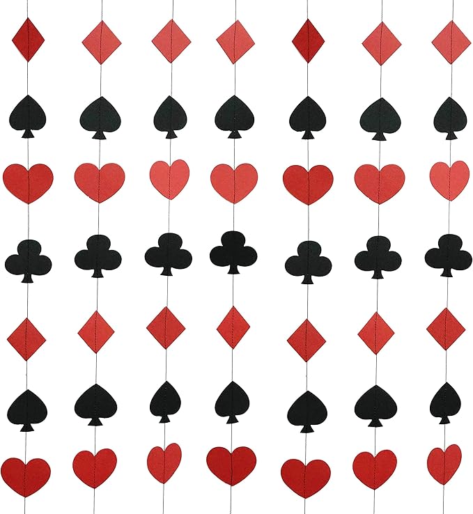 Viva Las Vegas Casino Party Hanging Paper Garlands - Game Night Birthday Party Ceiling Hangings, 4pc