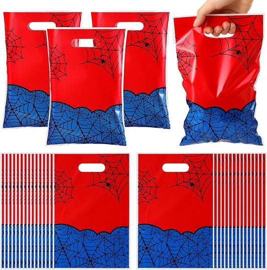 Eccliy 30 Pcs Spider Party Favors Bags Cartoon Candy Gift Bags for Spider Theme Birthday Party Decorations Goodie Supplies