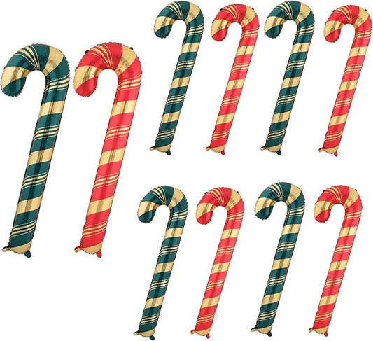 Christmas Ballooons Set Large Christms Cane Balloons Colorful Christmas Candy Size Combination Balloons for Christmas-Themed Party Birthday Party Supplies Decorations 10 PCS
