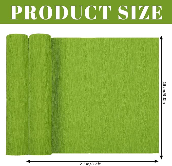 Whaline 8 Rolls Crepe Paper Streamers 25 x 250cm 4 Colors Party Streamers Green Theme Crepe Paper Roll Decorative Craft Streamer for Gift Wrapping Paper Crafts Room Wall Decoration