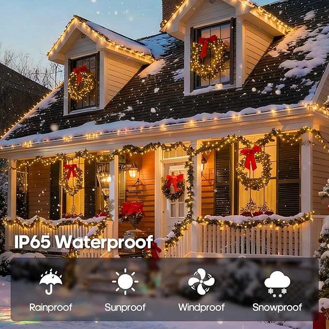 128FT 300 LED Christmas String Lights, Color Changing String Lights, Outdoor Waterproof Twinkle Lights, 11 Lighting Modes, Timing, Christmas Decoration-Multicolor to Warm White