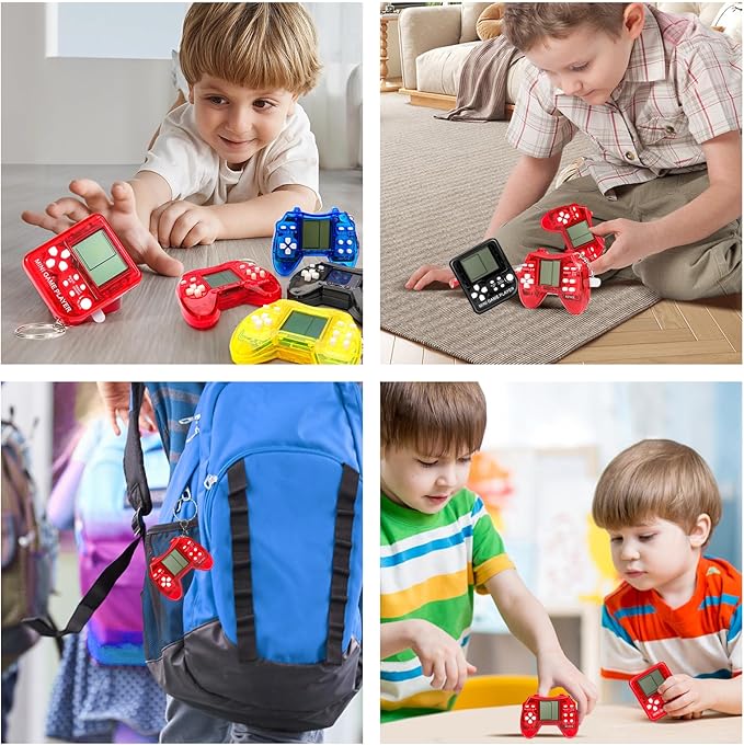 SSRMX 18Pcs Video Game Party Favors for Kids, Arcade Video Game Birthday Supplies Mini Gamer Console Keychain Classroom Prizes for Boys and Girls