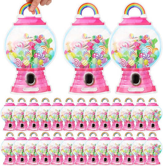 ReliThick 50 Pcs Candyland Goodie Bags with Handles, Sealed Plastic Bubble Gum Machine Treat Candy Bags Bulk Bubble Gum Gift Pouch for Candy Party Favors Snack Birthday Supplies Decorations