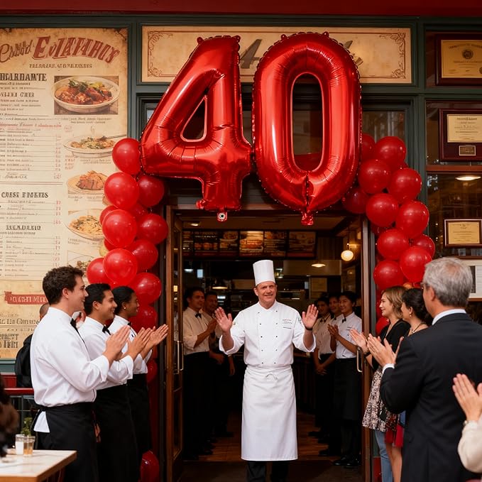 Red Number 40 Balloons 40 Inch Giant Number Red 40 Foil Mylar Balloons for 40th Birthday Anniversary Events Party Decorations