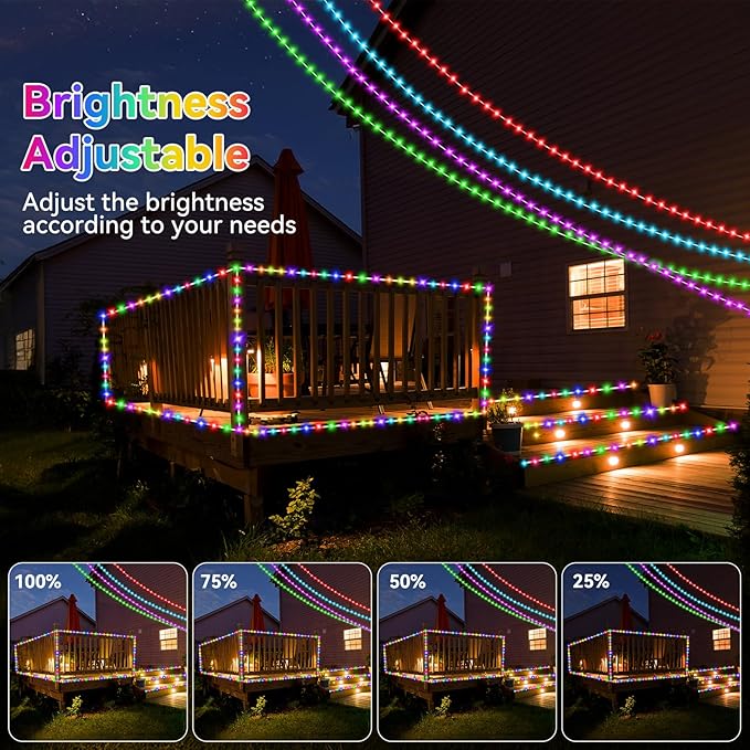 Rope Lights for Outside, 33FT 120LED 18 Colors Changing Outdoor LED String Lights Waterproof Tube Fairy Light with Remote& 8 Modes Trampoline Light for Camping Pool Tree Garden Yard Home Holiday Decor