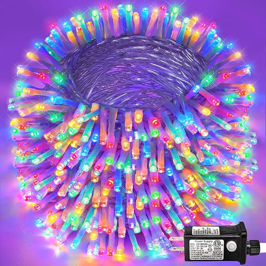 800 LED Christmas Lights Indoor Outdoor 262ft Christmas String Lights Indoor 8 Modes Clear Wire, Plug in Twinkle Fairy Lights for Bedroom Tree Christmas Decorations, Multicolor