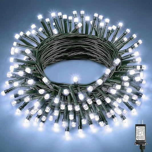 White Christmas String Lights, 40FT 120 LED Christmas Lights Outdoor Indoor Waterproof with 8 Modes, Plug in Connectable Tree Fairy Lights Green Wire for Patio Garden Party Holiday Decorations