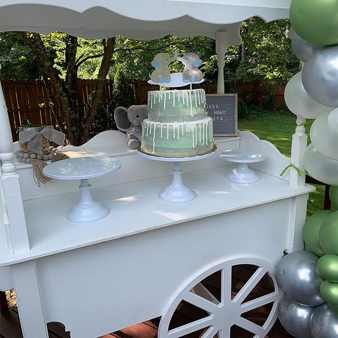 yarlung 3 Pack Metal Cake Stands, 8/10/12 Inch Pillar Style Cupcake Display Stand Dessert Trays for Wedding, Party, Birthday, Gatherings, White