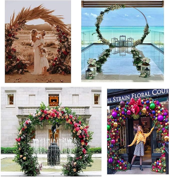 LANGXUN 9ft Large Size Metal Circle Balloon Arch Stand Decoration, Indoor Outdoor Arch Frame for Birthday Wedding Graduation Decorations and Event Party Supplies, Baby Shower Photo Background