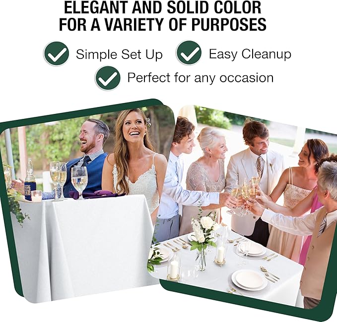 6 Pack White Plastic Table Cloth - 70 x 120 Inch Rectangle Disposable Tablecloth for Parties - Rectangle Tablecloth - Disposable Table Cloths for Parties - Great for Picnics And Formal Events