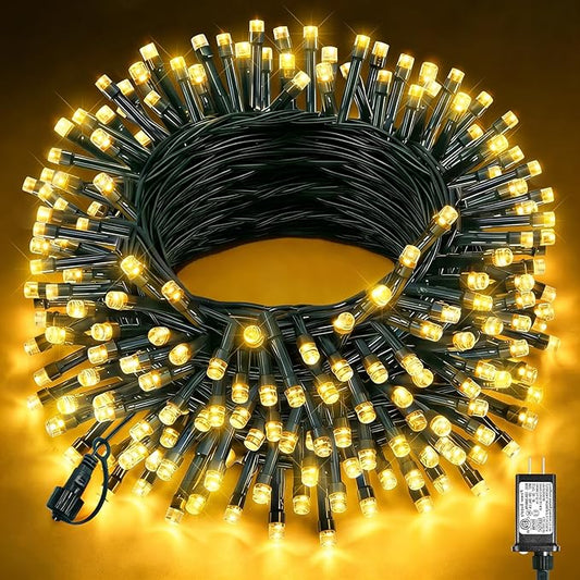 80FT 240 LED Christmas String Lights, Warm White Christmas Lights Outdoor Waterproof, Plug in 8 Modes Connectable Fairy Twinkle Lights for Indoor Bedroom Patio Garden Tree Wedding Party Decorations