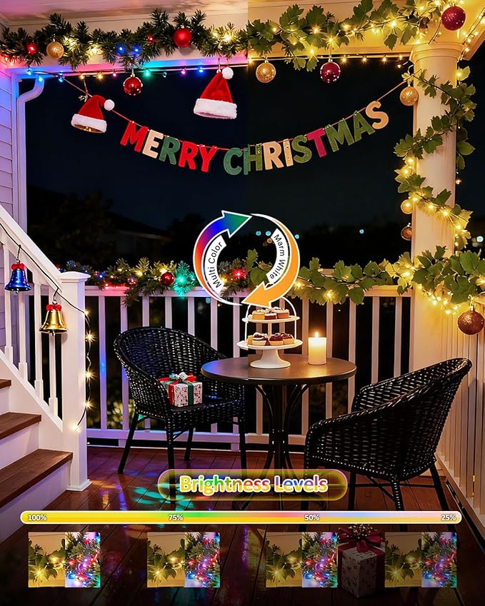 Outdoor String Lights, 328FT 1000 LED Fairy Lights, IP65 Waterproof Outside with Remote, 8 Lighting Modes Dimmable Timer Hanging LED Lamp for Camping Garden Patio Christmas Decor Yard Fence Tree