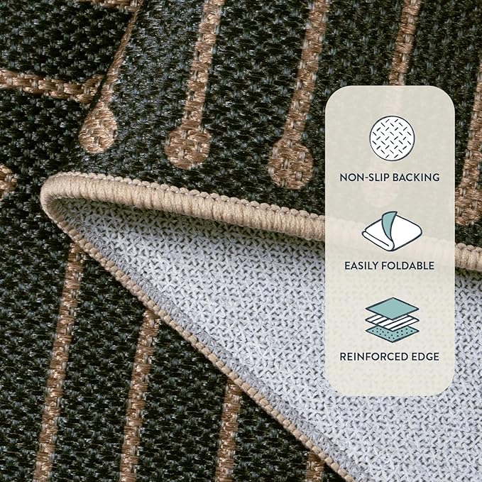 Lahome Neutral Geometric Kitchen Rugs, 2x8 Washable Entryway Hallway Runner Rug Non Slip, Farmhouse Rhombus Low Pile Non Shedding Black Indoor Outdoor Carpet Runner for Laundry Room