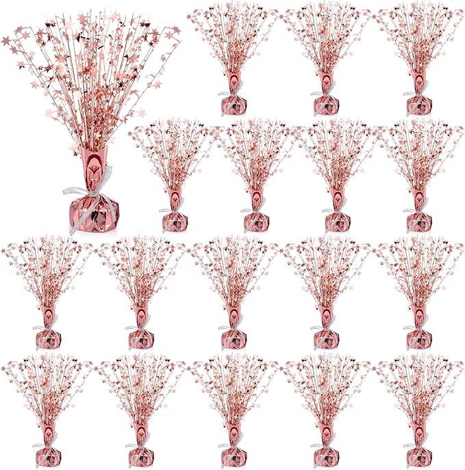 Crowye 18 Pcs Foil Spray Centerpiece Table Decoration Party Star Burst Metallic Graduation Table Centerpieces for Spring Party Birthday Season Wedding Holiday(Rose Gold)