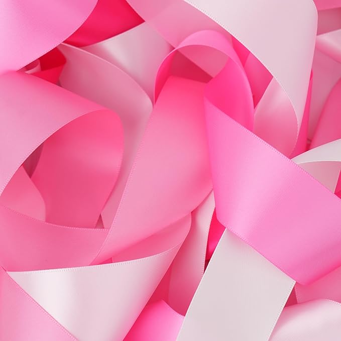 MAYREEL Pink Satin Ribbon 1.5 Inch Blush Pink Ribbon for Gift Wrapping Flower Bouquet Crafts Wedding Bridal Shower Valentine's Day 5 Rolls 5 Yards Each Color Total 25 Yards