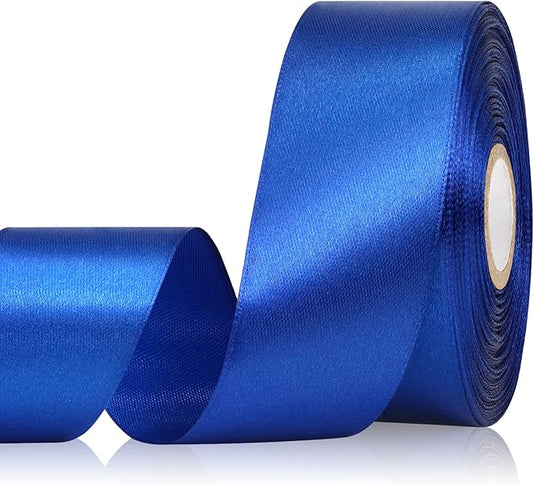 Blue Ribbon 1-1/2 Inch 30 Yards Royal Blue Satin Ribbon for Flower Bouquet, Fabric Ribbon for Gift Wrapping Crafts Hair Accessories Sewing Wedding Christmas
