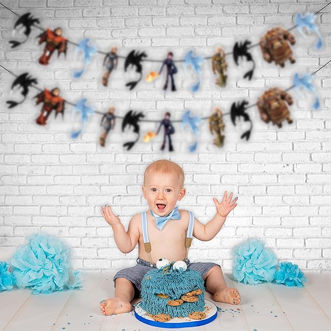 How to Train Your Dragn Garland Decoration – Fantasy Dragon Theme Hanging Garland for Birthday Celebration Setup, Wall and Backdrop Display, Party Room Decoration, Photo Area Styling.