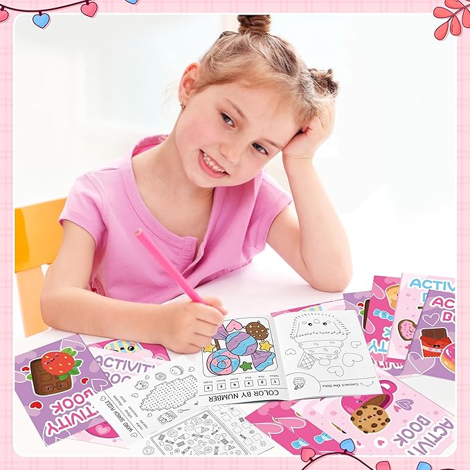 Desserts Theme Activity Books for Kids - 24Pcs Desserts Mini Games Coloring Book Set Bulk Mazes Word Search Word Scramble Games for Birthday Party Goodie Bags Stuffers School Classroom Favors
