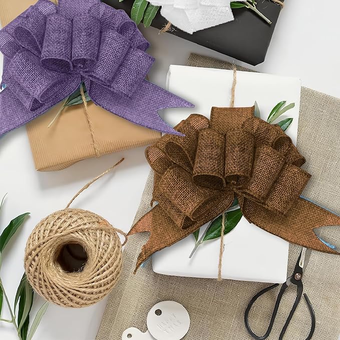 Brown Burlap Ribbon 2 inch X 10 Yard Natural Linen Woven Burlap Ribbons DIY Handmade Edging Production Wreath Holiday Decoration Ribbon Gift Wrapping Brown Linen Ribbons
