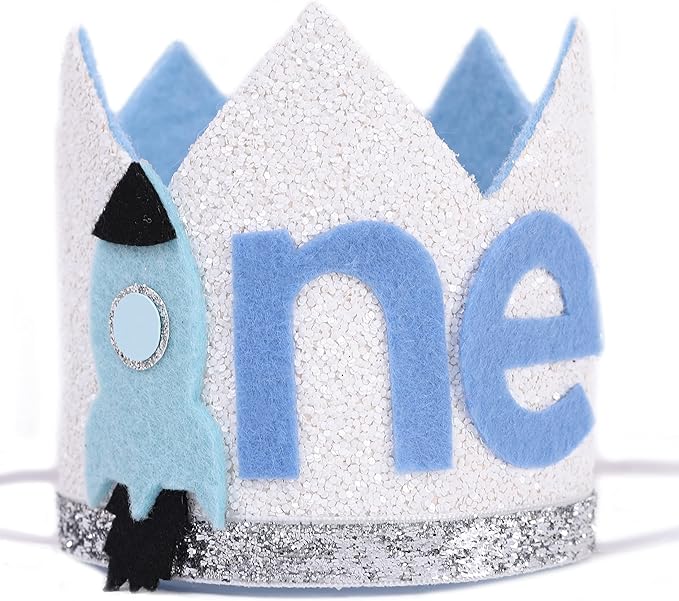 WAOUH The First Birthday Crown Orbiting the Sun - Outer Space Theme, Rocket Hat, Planet Crown for Birthday