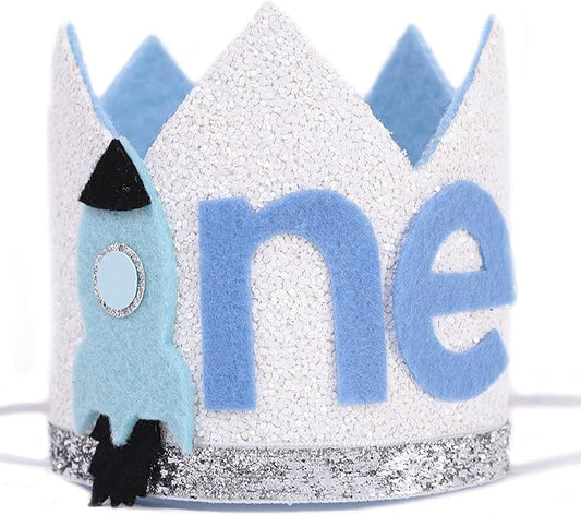 WAOUH The First Birthday Crown Orbiting the Sun - Outer Space Theme, Rocket Hat, Planet Crown for Birthday