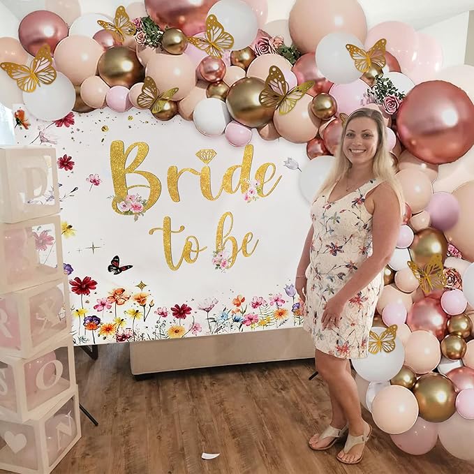 Bride to Be Backdrop Wildflower Bridal Shower Decorations Spring Floral Wedding Bachelorette Party Decor Wildflower Love is in Bloom Bridal Shower Party Supplies