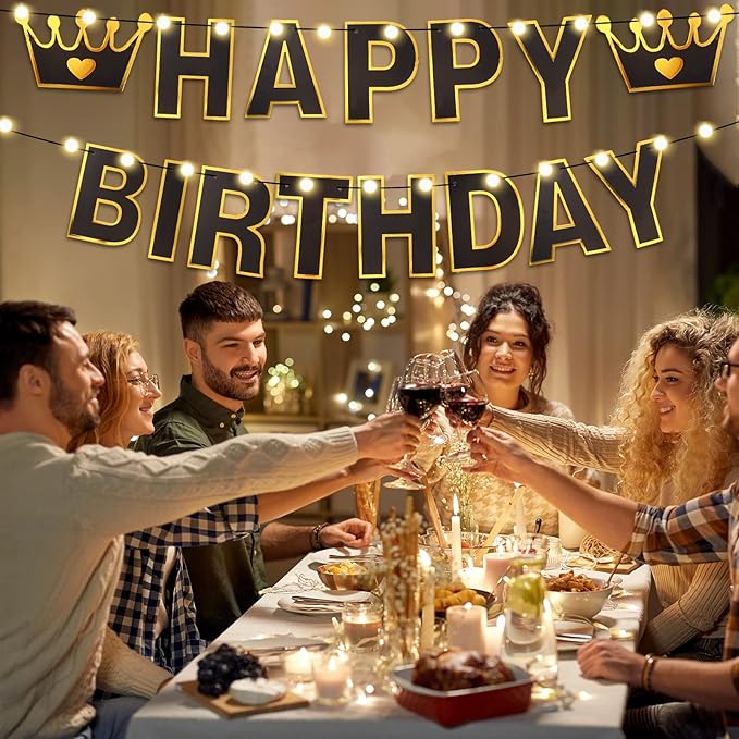 TaoBary 143 Pcs DIY Letter Banner Customizable Happy Birthday Supplies Make Your Own Banner Include Letters, Numbers Symbol Rope Needles for Baby Shower Wedding Bachelor Party Decorations(Black)