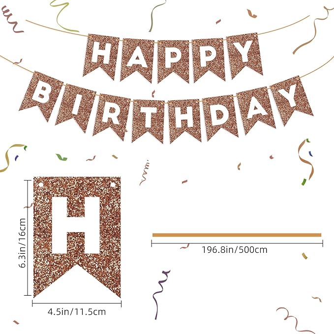 Brown Happy Birthday Banner Birthday Sign for Backdrop Brown Birthday Party Decorations for Boys Girls Happy Birthday Garland Bunting Banner Kids Adults Party Supplies