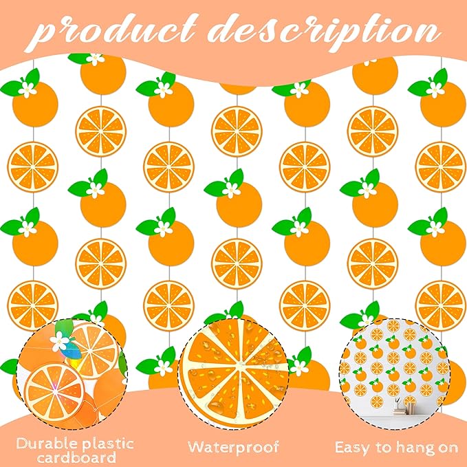 Orange Garlands Oragne Birthday Party Decorations 8PCS Citrus Slice Hanging Paper Garlands Banner Tangerine Theme Cutouts Ceiling Decor for Little Cutie Orange Baby Shower Wall Supplies