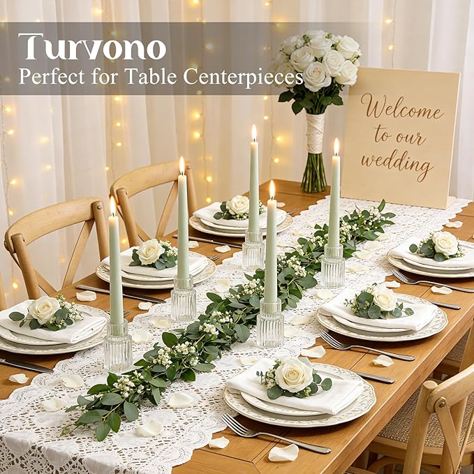 Clear Glass Taper Candle Holders Set of 12, Small Tapered Candlestick Holders in Bulk, Modern Short Candle Sticks for Dining Table Centerpiece Wedding Christmas Party & Holiday Decorations