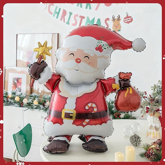 Clearance Vrukiaa Christmas Foil Balloon Decor Santa Claus Cute Christmas Self Standing Mylar Balloon 30 Inch Xmas Inflatable for Party Themed Party Decorations Supplies Decorations Party