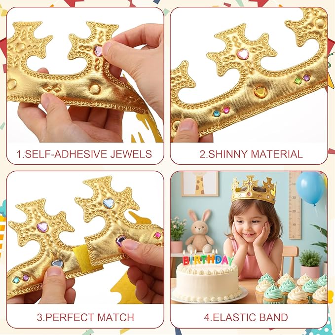 Yaomiao 66 Pieces Foam Princess Tiaras DIY Crowns Kids Party Favors Craft Girls Crystal Diamond Sticker Making Your Own Tiara(66 Pcs,Gold,Cute Style)