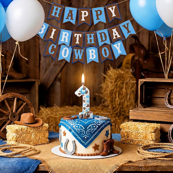 Conelist Cowboy Birthday Number Candle 1, My First Rodeo Cake Topper Pastel Number Candle for Birthday Cake Cowboy 1st Baby Theme Anniversary Celebration Baby Shower Party Decoration Supplies
