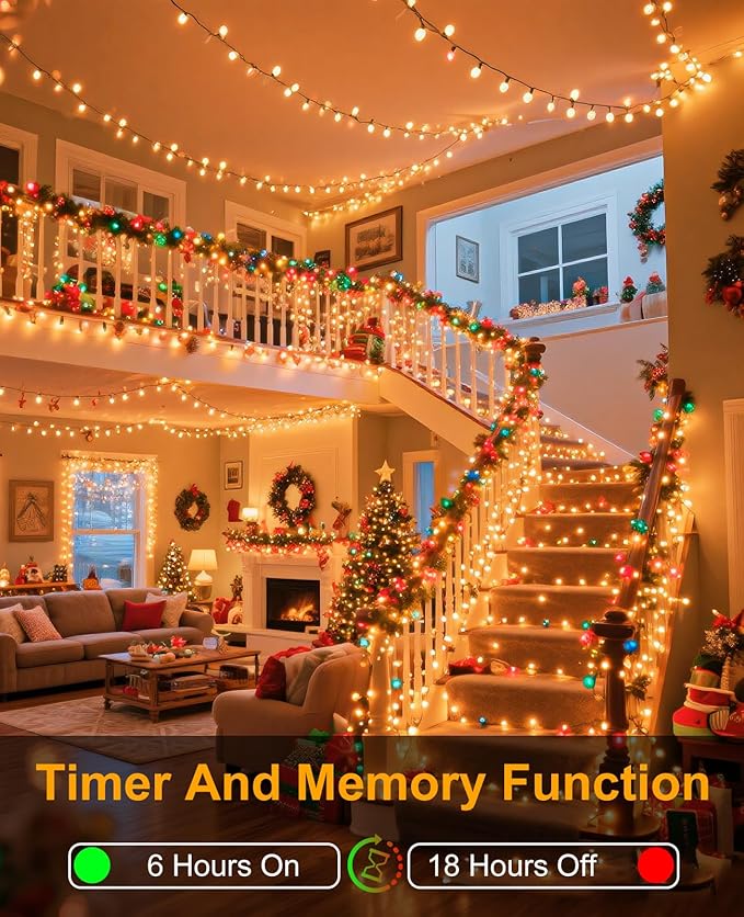 157FT 480 LED Christmas String Lights, Christmas Lights Outdoor Waterproof, 8 Modes Plug in Fairy String Lights for Indoor Party Xmas Tree Garden Patio Decorations, Warm White