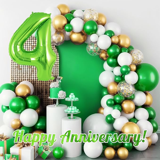Green Number 4 Balloon 40 Inch, Big Large Foil Helium Number Balloons, Jumbo Giant Mylar Number 4 Balloons for 4 Year Old Birthday Party Decorations Supplies Anniversary Celebration