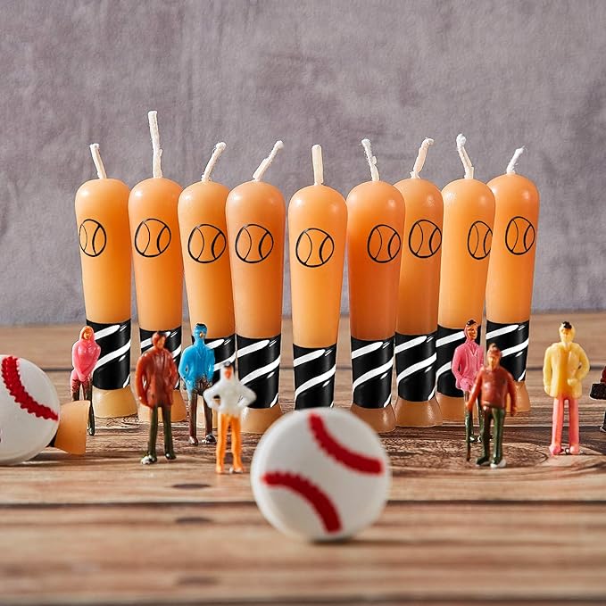 18 Pieces Baseball Bat Candle Baseball Sports Birthday Candle Baseball Cake Cupcake Candle for Birthday Baby Shower Baseball Fans Wedding Party Supply