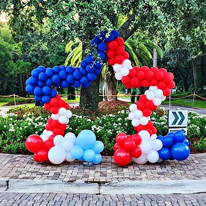 Lukiituke Red and Blue Balloon Arch Kit, 134Pcs Red White and Blue Balloons, 4 Sizes 4th of July Balloons for Independence Day Patriotic Memorial Day Birthday Party Decorations