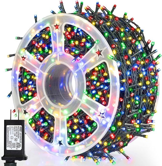 weillsnow 500 LED Multicolor Outdoor Christmas Lights, 164Ft Plug in Waterproof String Lights, 8 Modes with Memory for Outdoor Indoor Garden Halloween Christmas Decorations (Multicolor)