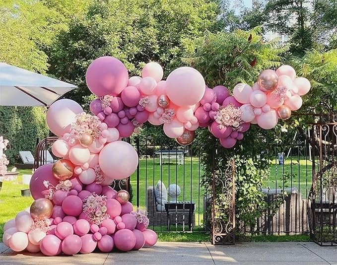 MEBAY Retro Rose Baby Pink Champagne White Sand Balloons Garland Arch Kit, 146Pcs Latex Balloons Different Sizes 18 12 10 5 Inch for Party Decorations, Wedding Backdrop, Birthday, Graduation