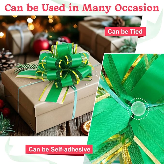 TUXIYA 24PCS 6 Inch Large Pull Bows,12 Colors Bow for Gift Wrapping,Reusable Birthday Ribbon Bow for Wrapping Boxes & Decorative Accents