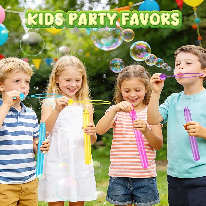 SpringFlower Bubbles for Kids, 84Pcs 2OZ Bubble Wands Bulk in 6 Assorted Colors, Ideal for Kid Party Favors, Summer Toys, Indoor & Outdoor Activities, Birthday, Carnival Prizes, Wedding, Goodie Bags