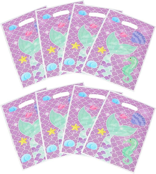 YYaaloa 30pcs Goodie Bags Party Favor Plastic Candy Gift Loot Bulk for Birthday Baby Shower Return Gift (Purple-Mermaid)