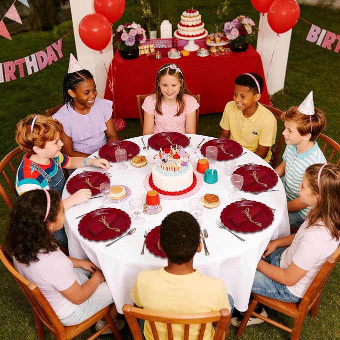 100pcs Red Paper Plates Napkins - Red Disposable Party Tableware Set for Birthdays Bridal Shower Baby Shower Graduation (Serves 50)