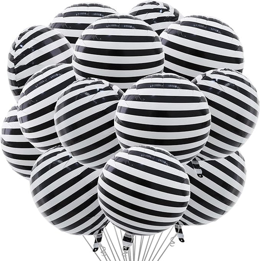 TONIFUL 30Pcs 18 Inch Round Balloons Large Black White Round Shape Foil Balloons Big Black White Round Helium Mylar Balloons for Birthday Wedding Baby Shower Anniversary Engagement Party Decor Supp