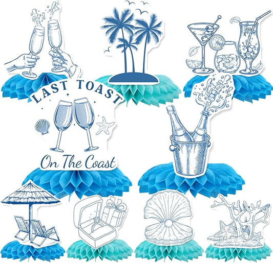 Last Toast On The Coast Bachelorette Decorations - Refavor Beach Bachelorette Party Honeycomb Centerpiece Decorations Last Toast on the Coast Table Decor Coast Bridal Shower Bachelorette Supplies