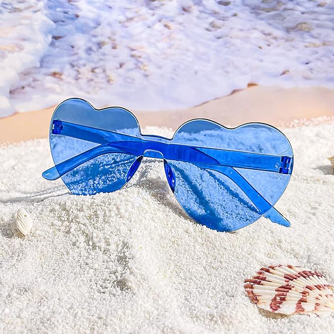 14/42 Pack Heart Sunglasses for Women, Fun Cute Rimless Transparent Candy Color Heart Glasses Party Favors