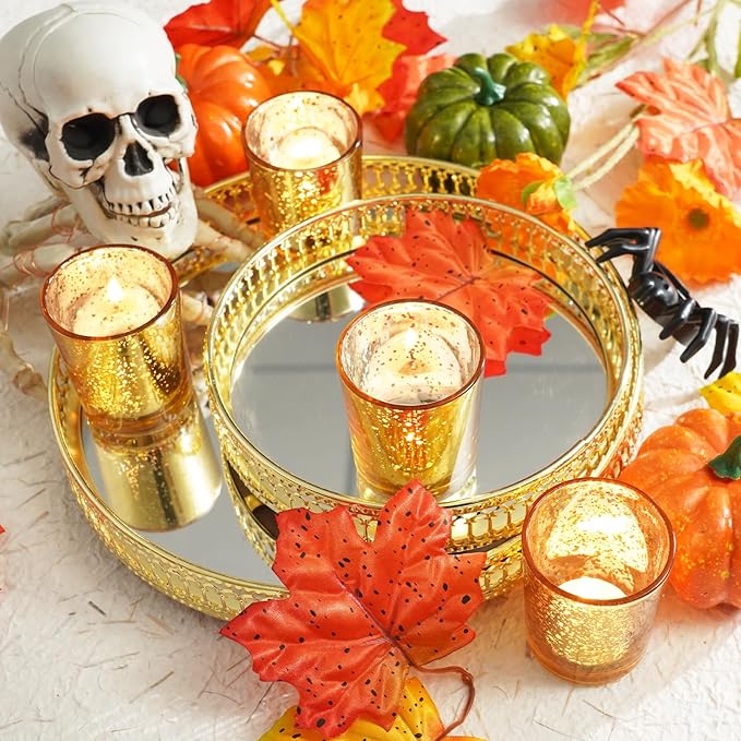 Homemory 36 Pcs Gold Votive Candle Holders, Mercury Glass Candle Holder, Tealight Candle Holders for Table Centerpieces, Baby Shower, Party, Anniversary, Wedding, Home Decor, Halloween, Christmas