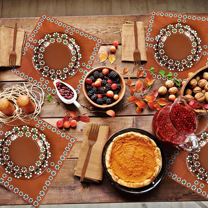 AmazingSpark 122 Pcs Cielito Lindo Party Decoration Platos De Barro Mexicanos Fiesta Talavera Paper Plates Mexican Napkins Forks Tableware Set for Baby Shower Weeding Birthday Supplies, Serve 24
